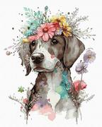 Malowanie po numerach - Malowanie Po Numerach 40X50 Pies w kwiatach - miniaturka - grafika 1