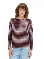 Koszulki i topy damskie - TOM TAILOR Damska koszulka z długim rękawem, 33975 – brązowe niebieskie paski, 3XL - miniaturka - grafika 1