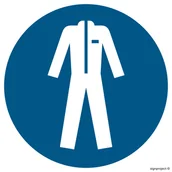 Tablice BHP - GJ010 NAKAZ STOSOWANIA ODZIEŻY OCHRONNEJ, FN - FOLIA SAMOPRZYLEPNA; (100X100MM) - miniaturka - grafika 1