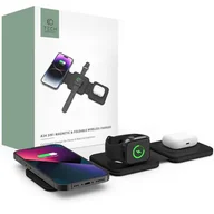 Ładowarki do telefonów - Ładowarka indukcyjna Tech-Protect, A24 3w1 Magnetic Wireless Charger 15W MagSafe, czarna - miniaturka - grafika 1