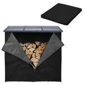 Taczki - Pokrowiec na stojak na drewno opałowe wodoodporny 185x125 cm czarny, wykonany z poliestru ML design - miniaturka - grafika 1