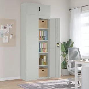 vidaXL Szafa na dokumenty, jasnoszara, 90x40x240 cm, stalowa - Szafy - miniaturka - grafika 1