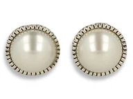 Kolczyki - Klipsy do uszu srebrne perłowe vintage - miniaturka - grafika 1
