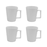 Kubki - Intirilife 4x kubek do kawy w kolorze białym o pojemności 400 ml - 12,5 x 7,1 / 9,4 x 10,5 cm - Kubek do herbaty z rowkowanym wzorem, kubek z uchwytem, kubek do picia kawy, herbaty, mleka, kakao i wiele więcej - miniaturka - grafika 1