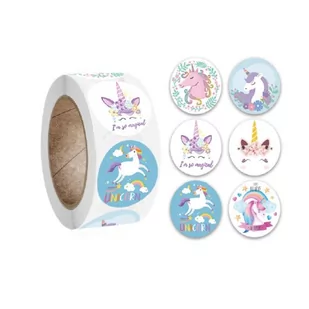 Naklejki Ozdobne Okrągłe Jednorożce Mix2 20 Szt. - Scrapbooking - miniaturka - grafika 1