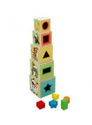 Zabawki interaktywne dla dzieci - WOODY Wieża z 5 klocków zwierzątka - miniaturka - grafika 1