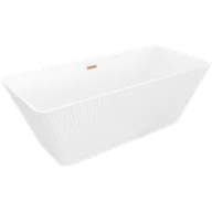 Wanny - Mexen Tava wanna wolnostojąca ryflowana 170 x 75 cm, biała, przelew miedź szczotkowana - 52851707500-65 - miniaturka - grafika 1
