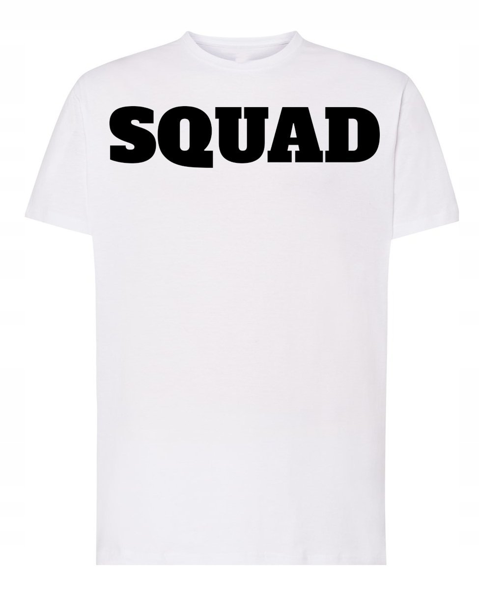 T-Shirt męski Młodzieżowy Nadruk Napis SQUAD r.XS