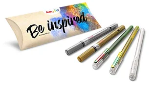 Pentel Arts zestaw bożonarodzeniowy, 5-częściowy, 2 x marker, metaliczny złoto/srebrny, 2 x długopis żelowy, metaliczny zielony i czerwony metaliczny żółty i metaliczny zielony, 1 x długopis pastelowy - Długopisy - miniaturka - grafika 1