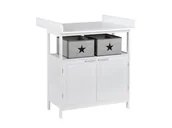 Komody dla dzieci - Roba Komoda do przewijania „Hamburg” z nakładką do przewijania 2 drzwi Biały - miniaturka - grafika 1