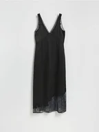 Sukienki - Reserved - Sukienka midi z koronką - czarny - miniaturka - grafika 1