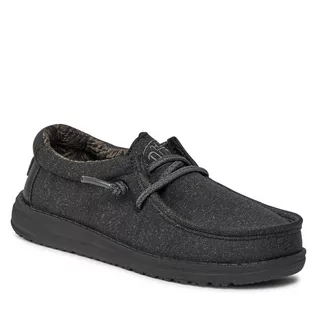 Buty dla chłopców - Półbuty Hey Dude Wally Youth Basic 40041-001 Black - grafika 1