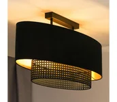 Lampy sufitowe - Duolla - Żyrandol natynkowy DOUBLE OVAL RATTAN 2xE27/15W/230V czarny/rattan - miniaturka - grafika 1