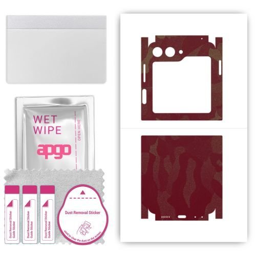 folia naklejka skórka strukturalna na TYŁ+BOKI do Samsung Galaxy Z Flip5 Retro - Moro Camo Bordowy - apgo SKINS