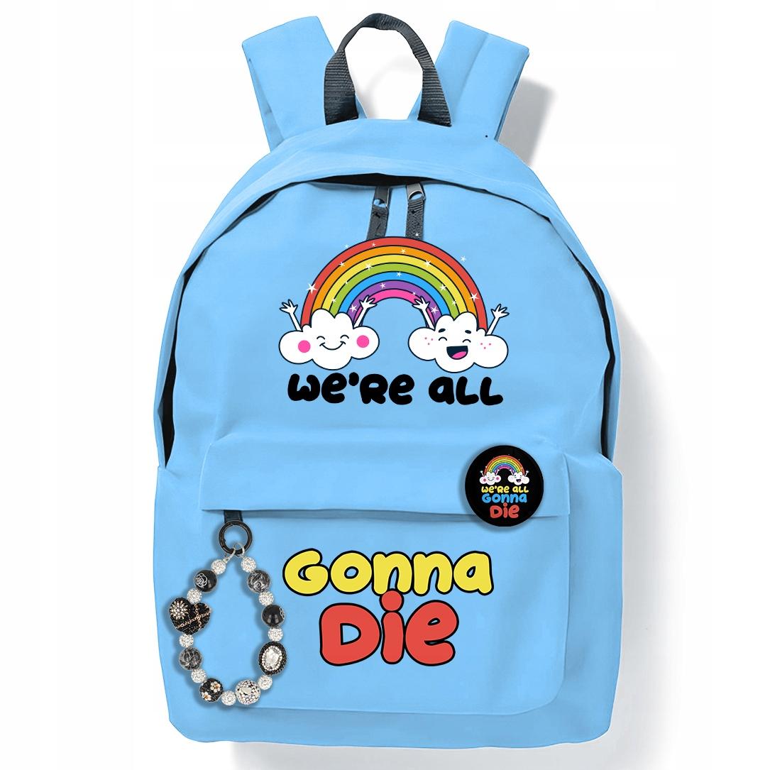 Zestaw Plecak Szkolny Przypinka Brelok Młodzieżowy Niebieski Dla Dzieci