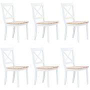Krzesła - vidaXL Krzesła jadalniane, 6 szt., biało-brązowe, drewno kauczukowca - miniaturka - grafika 1