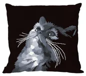 Pasmanteria - Haft krzyżykowy - Zestaw do haftu - Poduszka - Szary kot - miniaturka - grafika 1