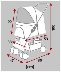 Wózek, dla zwierząt, szary, 47 × 100 × 80 cm, 4,9kg - Sprzęt podróżny i transportery dla psów - miniaturka - grafika 1