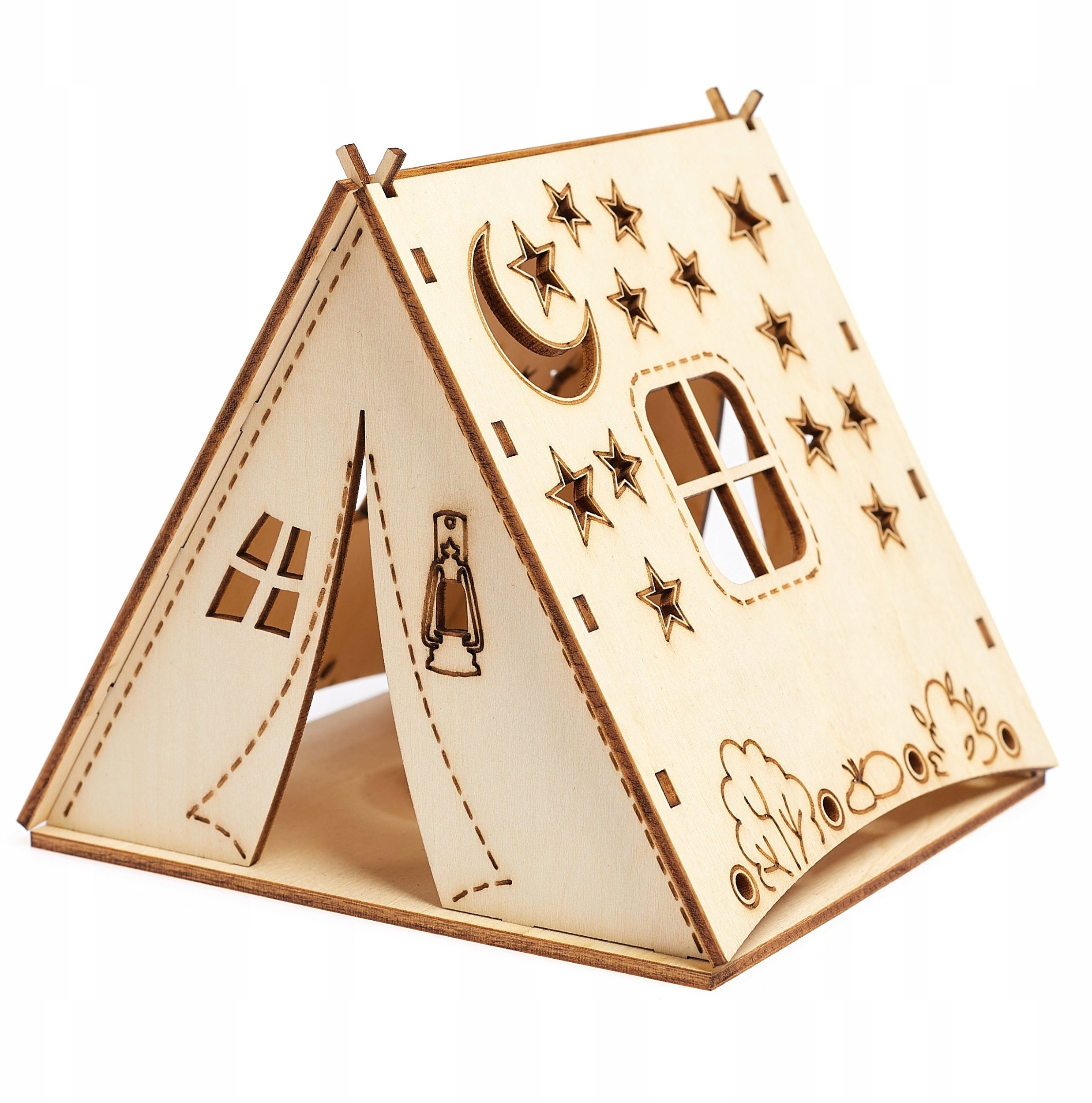 Techrebal LAMPKA NOCNA NAMIOT TIPI LED BATERIE DREWNIANA