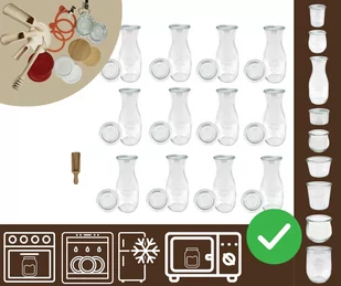 Słoiki WECK 12szt/ szklane wieko, miarka KARAFKA 1l 1062ml BUTELKA / Wamar-Sosenka - Pojemniki kuchenne Słoiki WECK 12szt/ szklane wieko, miarka KARAFKA 1l 1062ml BUTELKA / Wamar-Sosenka - Pojemniki kuchenne - miniaturka - grafika 1