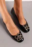 Baleriny - Czarne Lakierowane Balerinki z Geometryczną Klamerką Korbisa - miniaturka - grafika 1