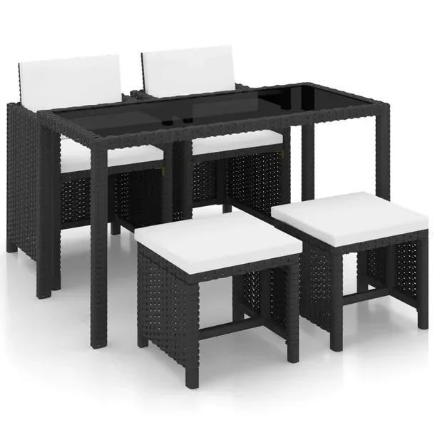 Zestaw Mebli Rattanowych: Stół 123x60x74 cm, Krzesła 52x56x85 cm, Stołk