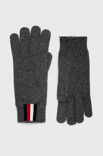 Tommy Hilfiger rękawiczki wełniane męskie kolor szary - Rękawiczki - miniaturka - grafika 1