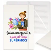 Notesy i bloczki - NOTES BIAŁY Z GUMKĄ A5 NA DZIEŃ NAUCZYCIELA WZORY - miniaturka - grafika 1