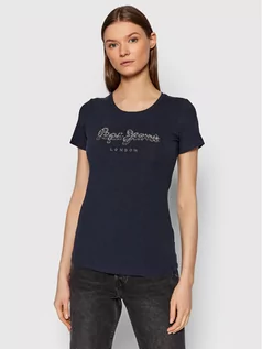 Koszulki i topy damskie - Pepe Jeans T-Shirt Beatrice PL504434 Granatowy Slim Fit - grafika 1