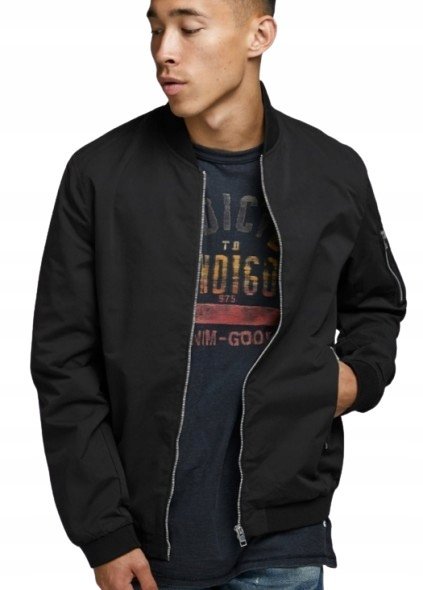 JACK&JONES KURTKA MĘSKA CZARNA BOMBERKA NA ZAMEK BASIC XXL J_A