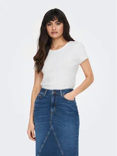 ONLY T-Shirt Carlotta 15256154 Biały Tight Fit - Koszulki i topy damskie - miniaturka - grafika 1