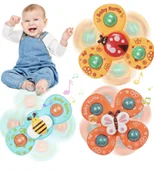 Zabawki sensoryczne - ZABAWKA SENSORYCZNA FIDGET SPINNER Z PRZYSSAWKĄ PREZENT GRZECHOTKA 3 SZT - miniaturka - grafika 1