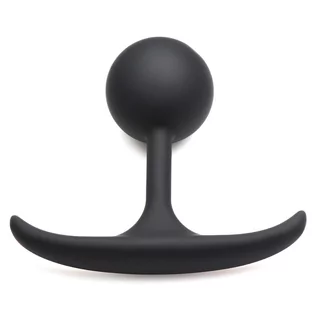 Korki analne - Heavy Hitters Comfort Plugs Premium Silicone 3.9" Weighted Round Plug Medium Black - grafika 1