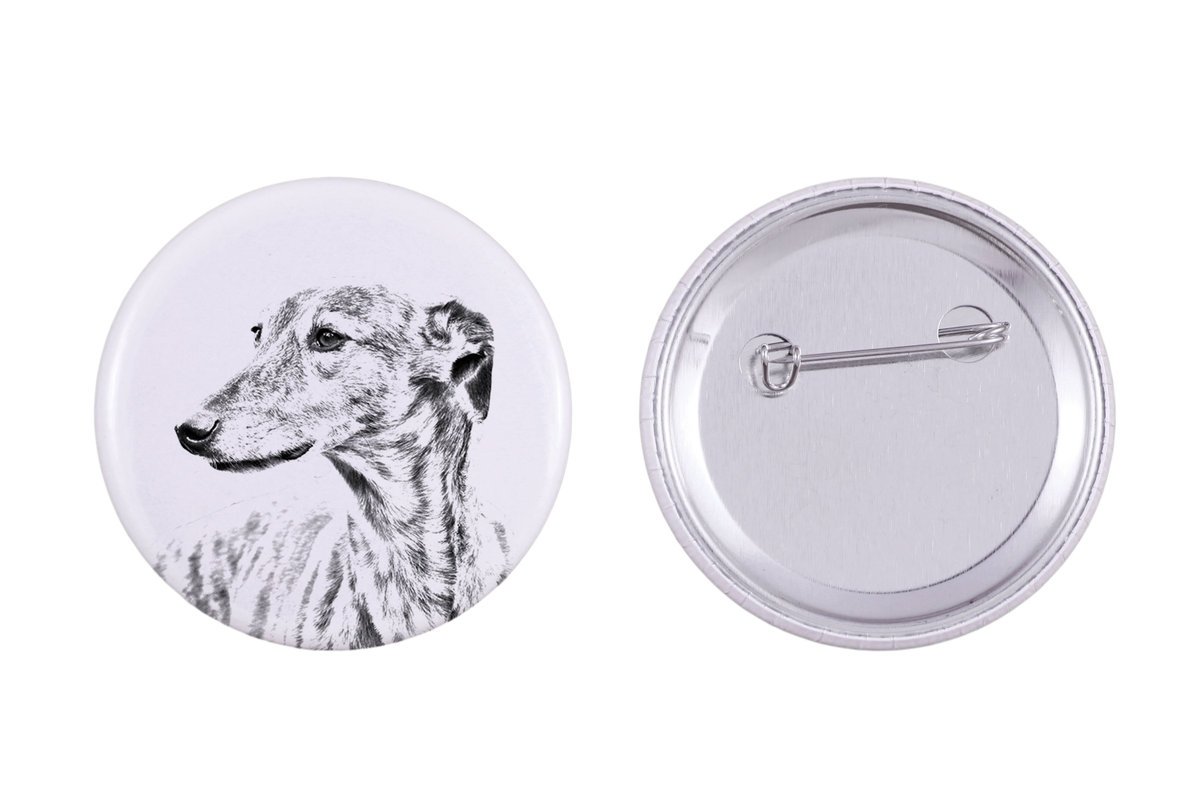 Greyhound, Chart angielski - przypinka z twoim psem, dodaj własne foto, marka Art-Dog