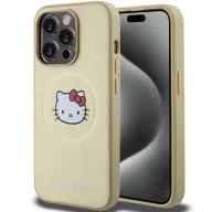 Etui i futerały do telefonów - Etui Hello Kitty Leather Kitty Head MagSafe na iPhone 14 Pro Max - złote - miniaturka - grafika 1