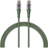 Kable USB - Kabel USB-C - USB-C QUALO Transparent QTCN-CC-04 1.5 m Zielony - miniaturka - grafika 1