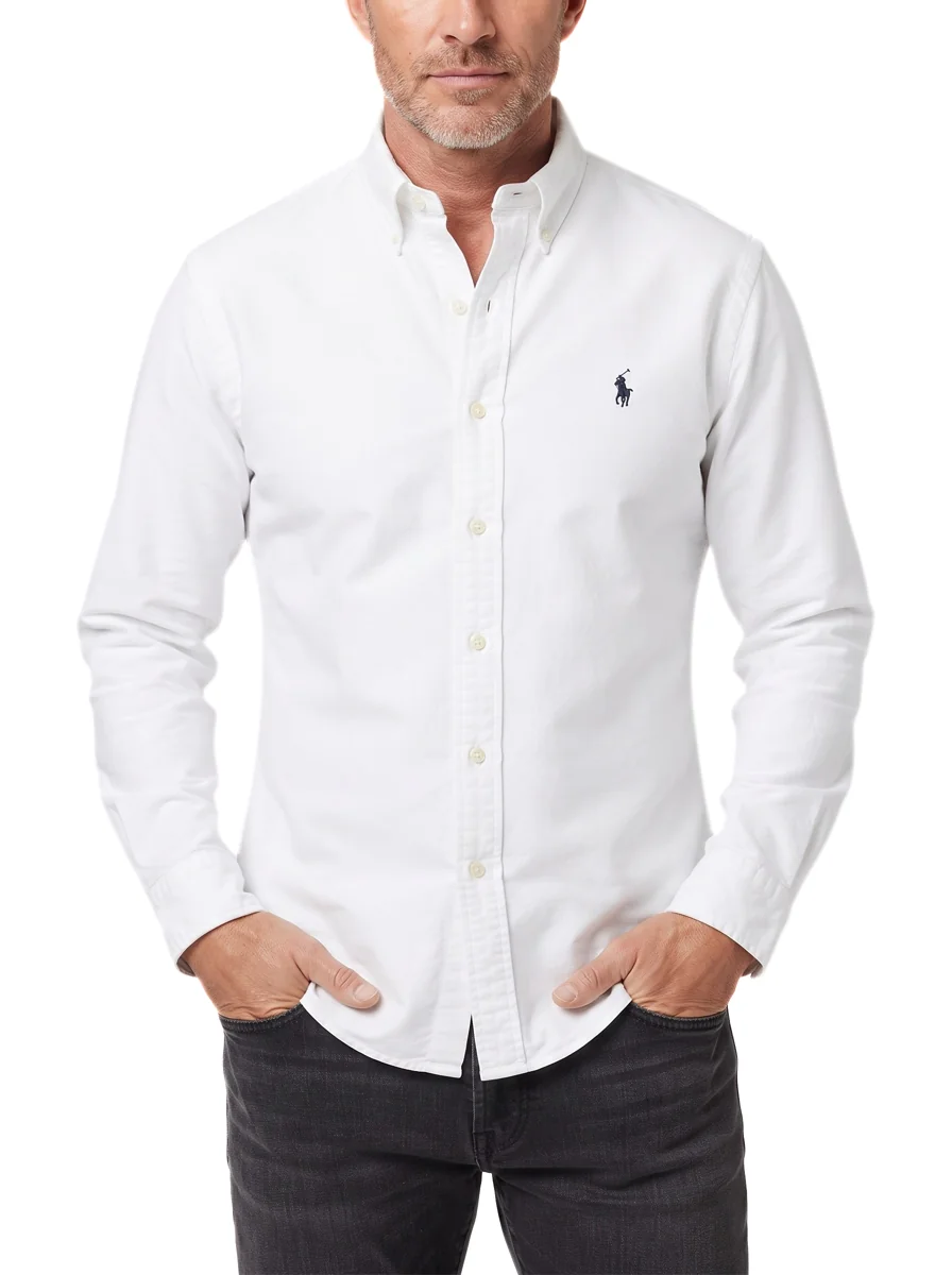 Koszula Męska Biała Polo Ralph Lauren Bawełna Custom Fit Rozmiar XXL