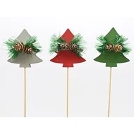 Ozdoby bożonarodzeniowe - Choinka z gałązką i szyszkami na piku 32,5 x 7 cm czerwony / zielony / szary - miniaturka - grafika 1