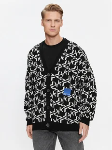 KARL LAGERFELD Kardigan Klj Monogram Jacquard Cardigan 236D2050 Czarny Regular Fit - Swetry męskie - miniaturka - grafika 1