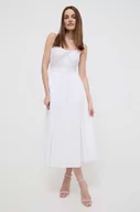 Sukienki - Karl Lagerfeld sukienka kolor biały midi rozkloszowana - miniaturka - grafika 1