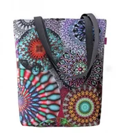 Torebki damskie - Torebka płócienna Sunny, nadruk Karuzela – shopperka damska, wodoodporna, zamek, mieści A4, udźwig do 10 kg, polska produkcja, ARCO Design - miniaturka - grafika 1