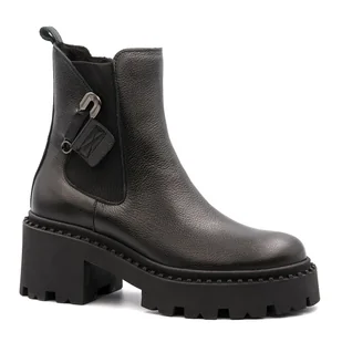 Czarne skórzane botki workery LM60490 - Neścior - Botki damskie - miniaturka - grafika 1