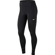 Spodnie damskie - Nike damskie spodnie sportowe W Nk Fast Tght Glam czarny czarny/złoty (black/metallic gold) X-S - miniaturka - grafika 1