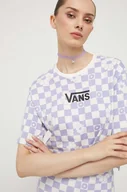 Koszulki sportowe damskie - Vans t-shirt bawełniany kolor fioletowy - miniaturka - grafika 1