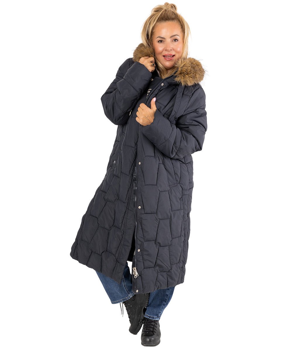 Długa kurtka pikowany płaszcz zimowy URBAN LONG PUFF PLUS SIZE-3XL