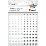 Zeszyty szkolne - Perełki samoprzylepne okrągłe 120 szt białe srebrne - miniaturka - grafika 1