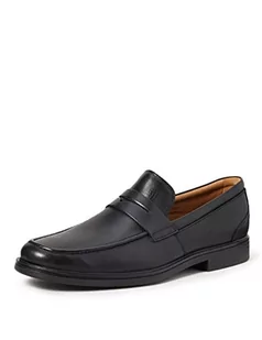 Clarks Męskie klapki Aldric Step, czarna skóra, 47 EU Weit - Klapki i japonki męskie - miniaturka - grafika 1