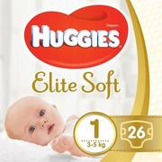Pieluchy - Huggies Elite Soft Newborn 1 3-5 kg pieluchy x 26 szt - miniaturka - grafika 1
