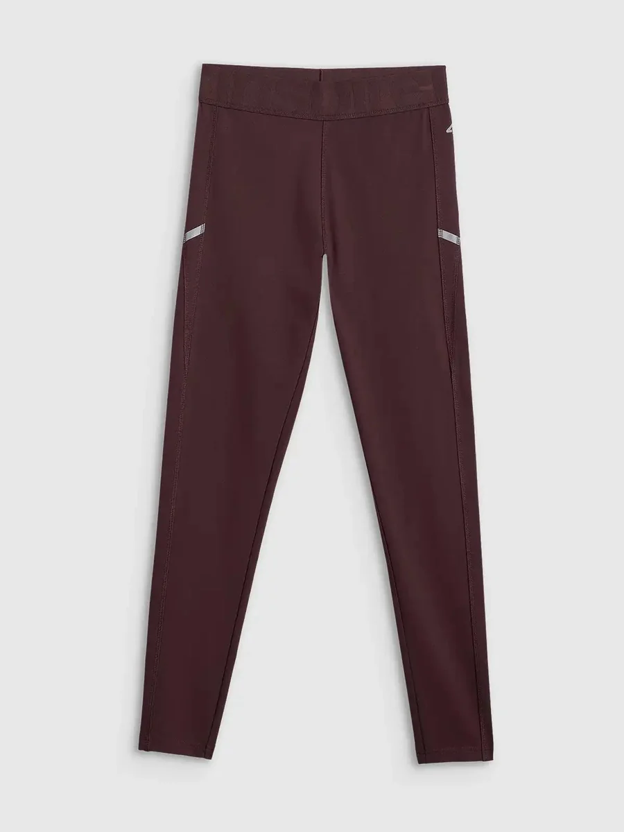 Legginsy sportowe bawełniane damskie bordowe 4F 2XL Bordowy