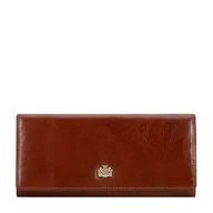 Portfele - Damski skórzany portfel z herbem poziomy jasny brąz - miniaturka - grafika 1